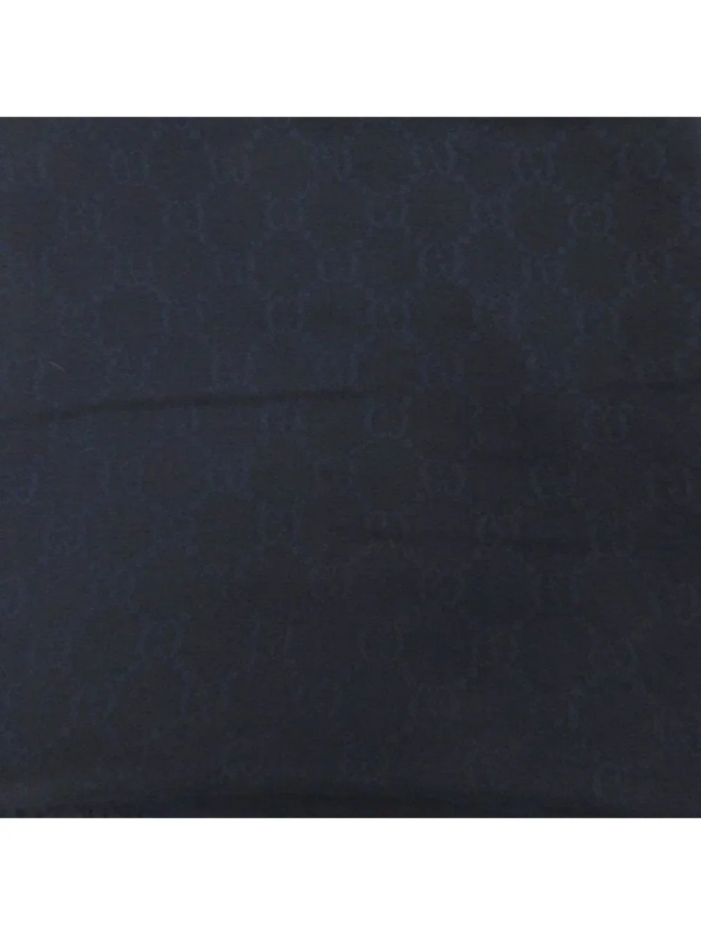Gucci GG Pattern Scarf Shawl Fringe All Over Cotton Blue Black